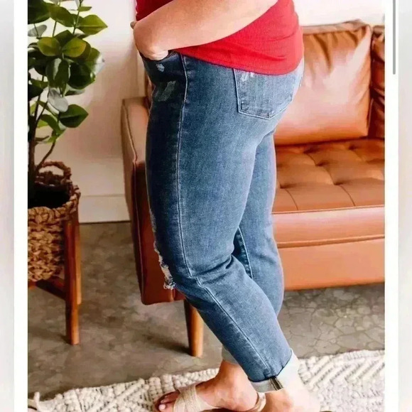 Judy Blue Womens Total Tummy Control Distressed Slim Fit Plus Size Jeans Sz 14W - Picture 3 of 15